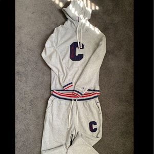 Champion heather grey heritage hoodie/sweat set